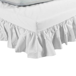 Cache sommier blanc intégral à volants