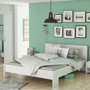 Chambre adulte en bois blanc perle CB126