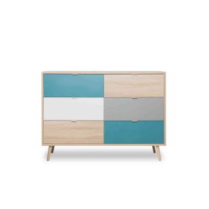 Commode scandinave 6 tiroirs multicolore CO7001