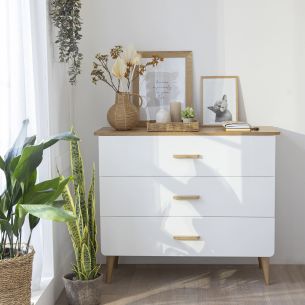 Commode SMOOTHCLOUD en bois naturel et blanc