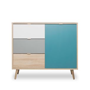 Commode scandinave 3 tiroirs 1 porte multicolore CO7001