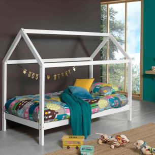 Lit cabane enfant en bois massif 70 x 140 cm LOUIS pas cher