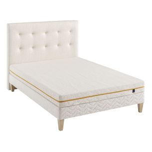 Ensemble matelas mousse recyclée, sommier, pieds et tête de lit Aube 400 - SOMEO