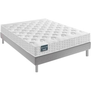 Ensemble Dunlopillo mousse mémoire Aérial® 21 cm NARCISSE, matelas, sommier, pieds 140x190 (fond blanc)