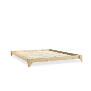Lit en pin massif style japonais naturel fond blanc