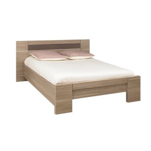 Lit adulte effet chêne fusain LT5002
