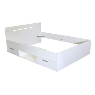 Lit tiroirs blanc perle