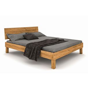 Lit avec pieds carrés et tête de lit en chêne massif clair - LT36004