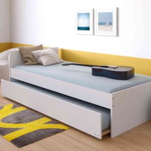 Lit gigogne en bois blanc 90x190 - LT14026