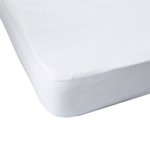 Protège matelas Molleton Imperméable, Anti-acariens, Forme drap housse,  140x190cm, Blanc, 100% Coton, Bonnet de 30cm