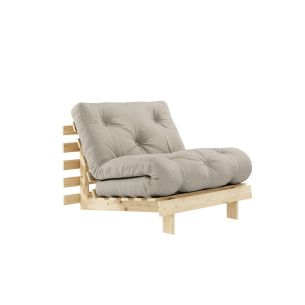 Canapé convertible ROOTS en pin massif naturel avec matelas futon 90x200