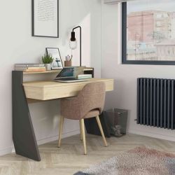 Bureau avec tiroir en bois imitation chêne naturel et gris - BU9048