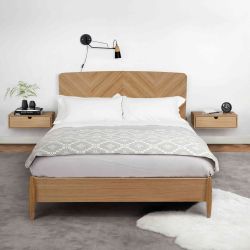 Lit en bois imitation chêne - LT0020