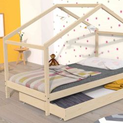 Lit cabane enfant avec tiroir en bois 90x190 - LT14006