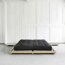 Lit futon style japonais en bois massif coloris naturel