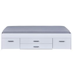 Lit multi-rangements 90x200 avec table de chevet intégrée en bois blanc - LT12123