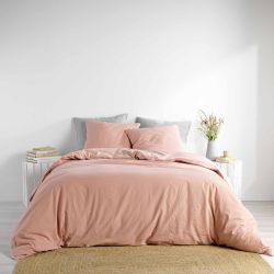 Parure de lit coton lavé Linette Rose