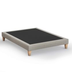 Sommier déco tapissier beige lin - SOMEO
