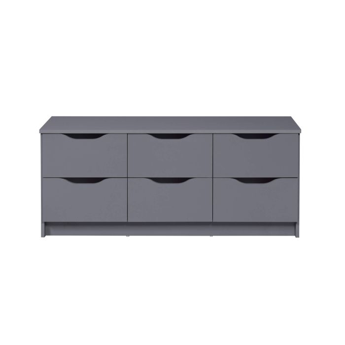 Commode 6 tiroirs en bois gris anthracite - CO12097