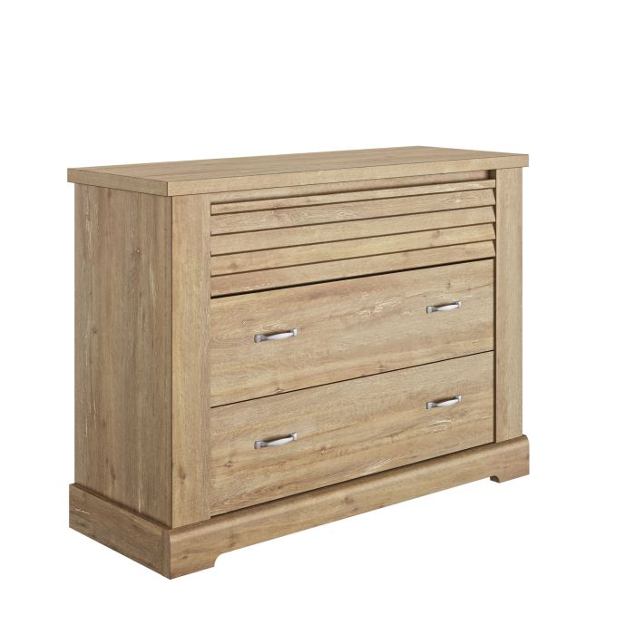 Commode en bois clair 3 tiroirs imitation châtaignier - CO5068 Commode en bois clair 3 tiroirs imitation châtaignier - CO5068