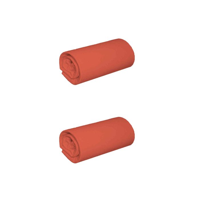 Lot de 2 draps housses jersey orange terracotta bonnet 30 cm