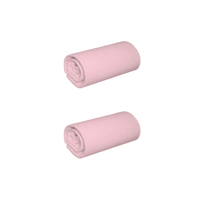 Lot de 2 draps housse jersey rose thé bonnet 40 cm Lot de 2 draps housse jersey rose thé bonnet 40 cm