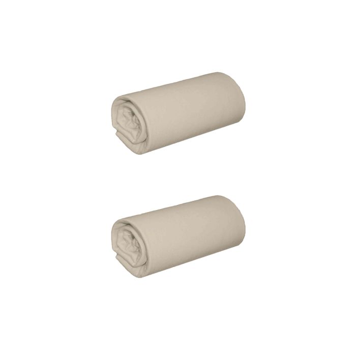 Lot de 2 draps housse jersey sable bonnet 40 cm