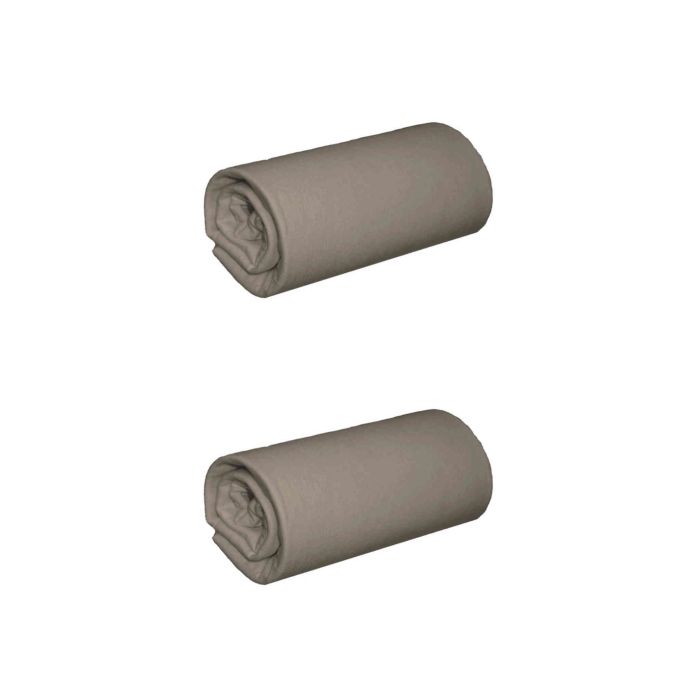 Pack 2 Draps Housses Jersey Taupe Bonnet 30 cm roulés Pack 2 Draps Housses Jersey Taupe Bonnet 30 cm roulés