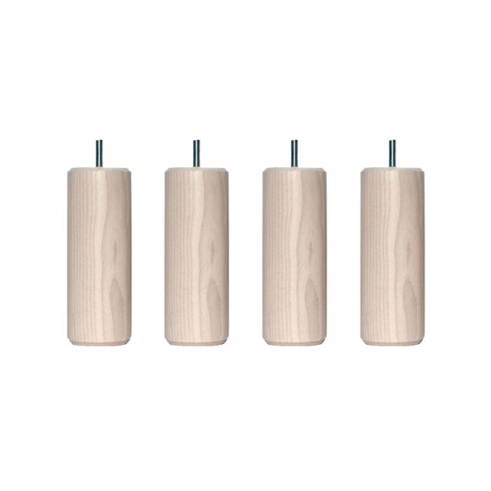 4 pieds cylindriques bois naturel avec veinage frêne blanchi 15 cm FOND BLANC 4 pieds cylindriques bois naturel avec veinage frêne blanchi 15 cm FOND BLANC