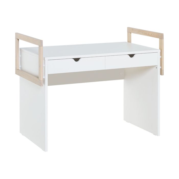 Bureau 2 tiroirs en bois blanc et imitation chêne - BU13038 Bureau 2 tiroirs en bois blanc et imitation chêne - BU13038