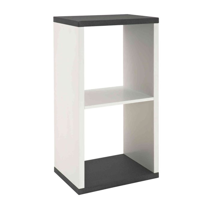 Etagère 2 cases en bois décor granit et laqué blanc - ET15016 Etagère 2 cases en bois décor granit et laqué blanc - ET15016
