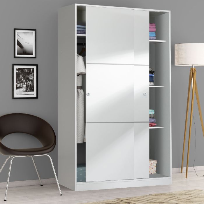 Armoire avec 2 portes coulissantes coloris blanc
