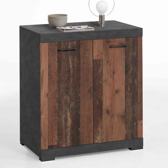 Commode 2 Portes Pino 122cm – Paris Prix, Bois Marron, 1 Tiroir, Neuve