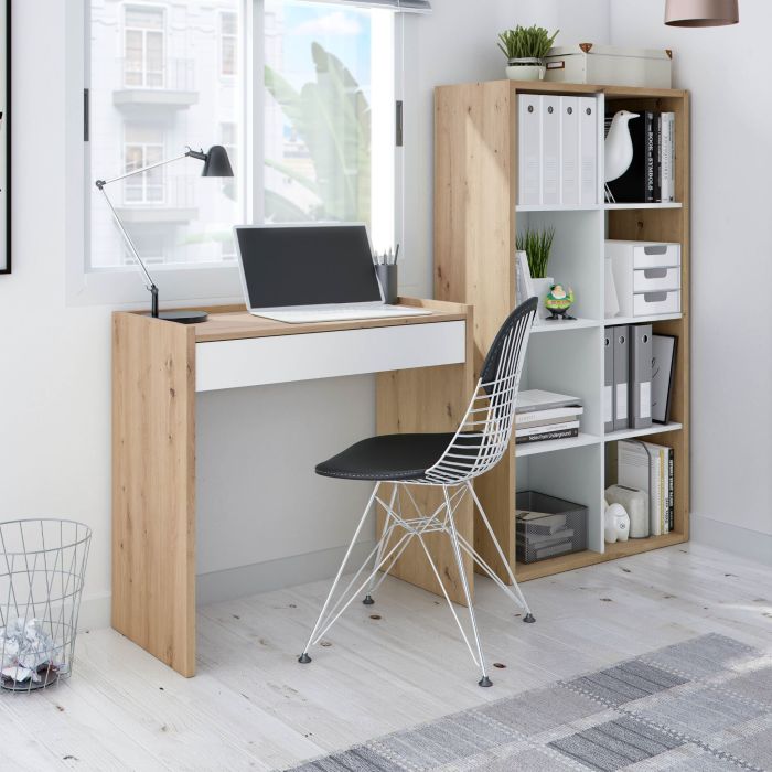 Bureau tiroir chambre adulte bois naturel de coté ambiance principale