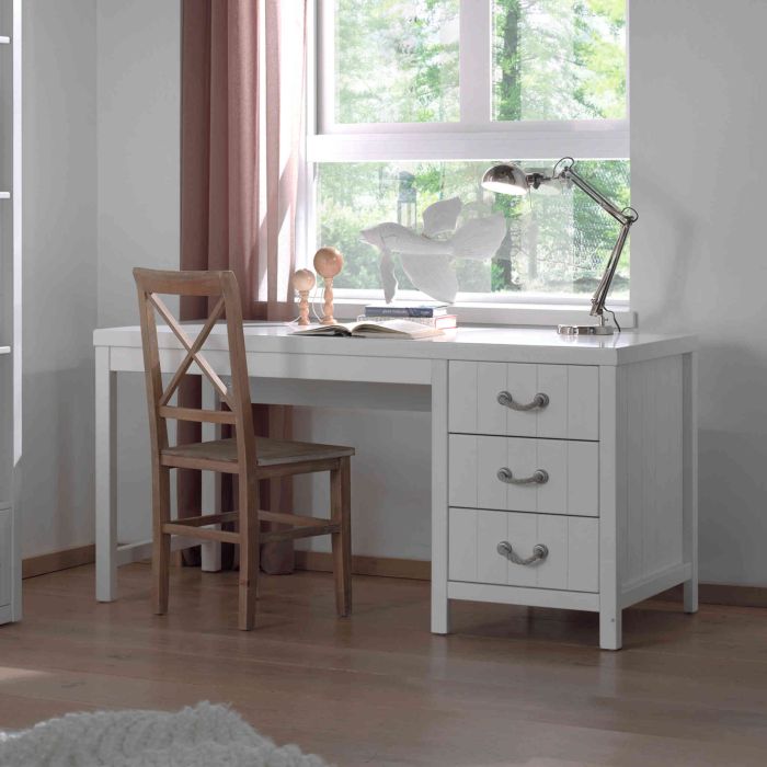 Bureau enfant 3 tiroirs en bois blanc - BU2033 Bureau enfant 3 tiroirs en bois blanc - BU2033