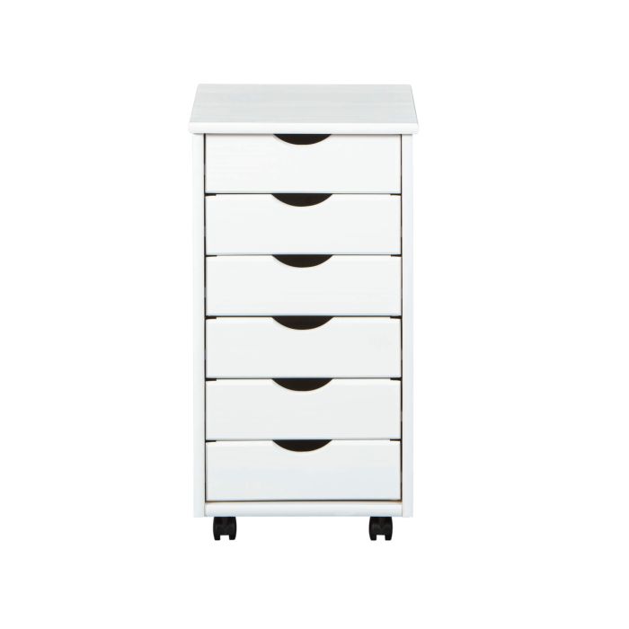 Caisson 6 tiroirs pin massif vernis blanc Caisson 6 tiroirs pin massif vernis blanc