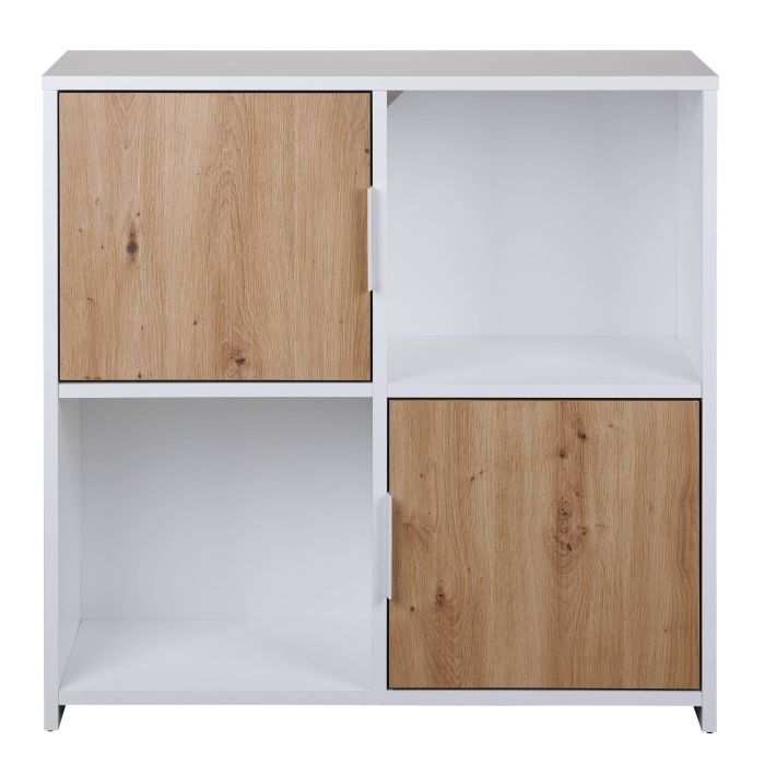Etagère 4 cases en bois avec 2 portes battantes - ET12115