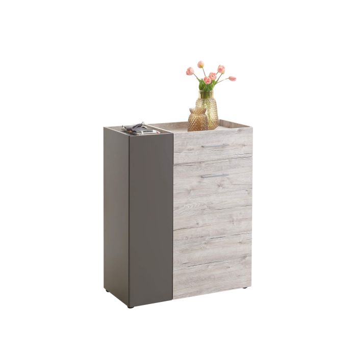 Commode 2 portes 1 tiroir coloris chêne sable et lava - CO13059 Commode 2 portes 1 tiroir coloris chêne sable et lava - CO13059