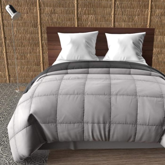 Couette bicolore gris et anthracite mi-saison 350g Couette bicolore gris et anthracite mi-saison 350g