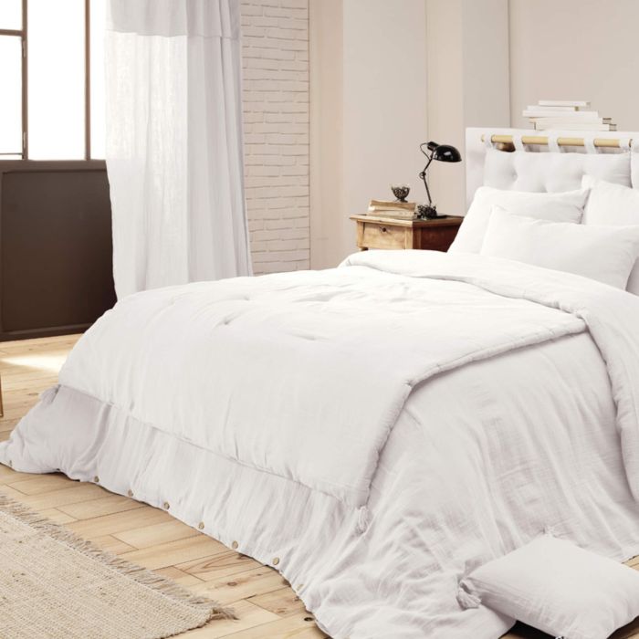 Couvre-lit double gaze de coton blanc