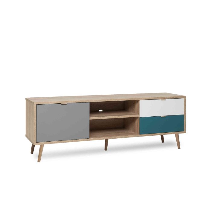 Meuble TV en bois imitation chêne style scandinave - TV7093