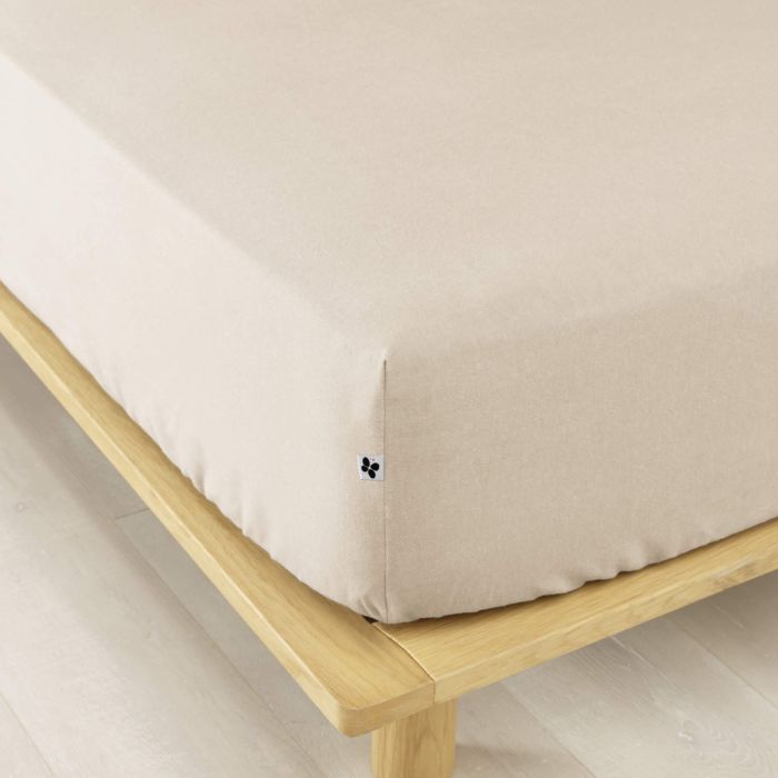 Drap housse flanelle beige