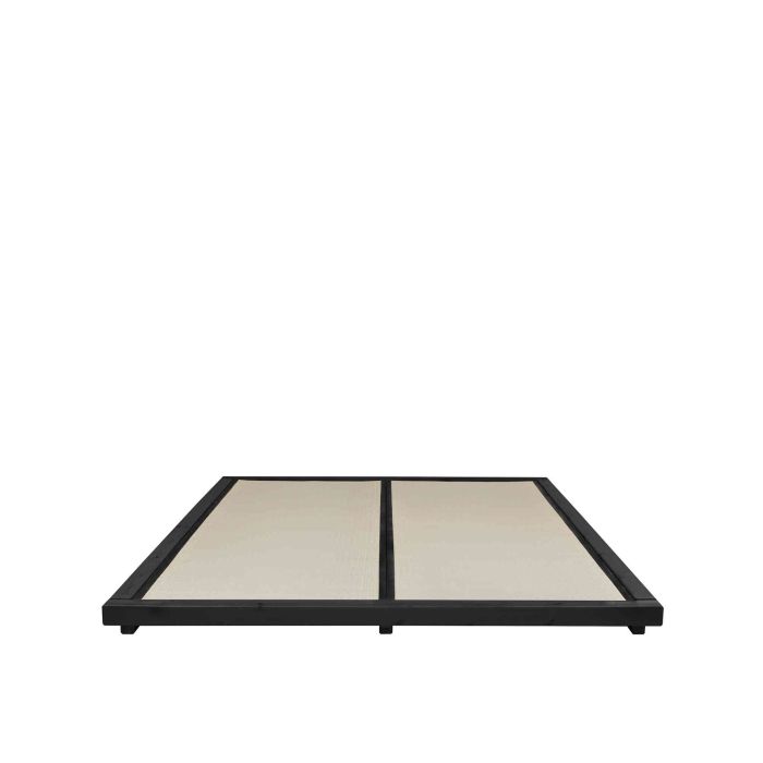 Lit futon style japonais en bois massif noir 160x200 + tatami