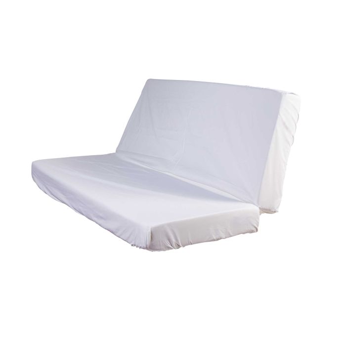 Drap housse blanc pour matelas clic-clac sur fond blanc bonnet 20 cm maintien parfait et facile à installer