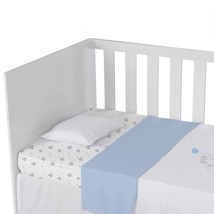 Lot 2 Draps Housse Bébé HOMESCAPES - Coton Égyptien 60x120cm - Oeko-Tex Bleu