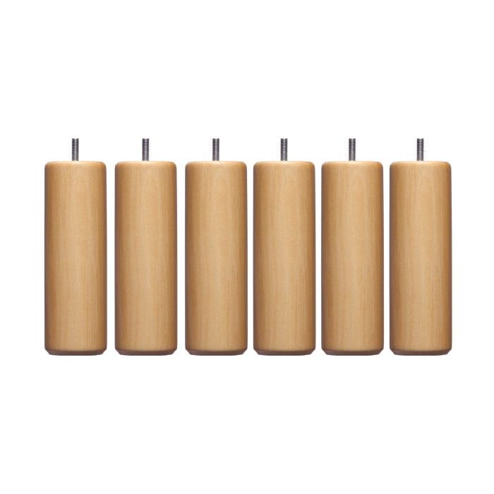 6 pieds cylindriques bois 15 cm naturel