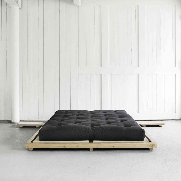 Ensemble lit futon style japonais coloris naturel + lot de 2 chevet naturel Ensemble lit futon style japonais coloris naturel + lot de 2 chevet naturel