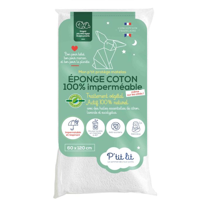 Protège matelas bébé éponge coton 100% imperméable et anti-acariens Protège matelas bébé éponge coton 100% imperméable et anti-acariens