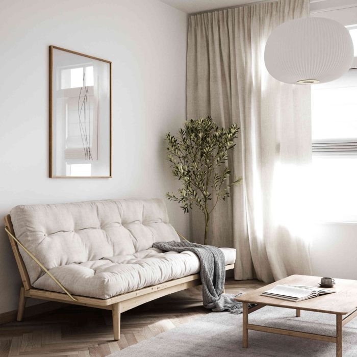 Banquette ajustable FOLK en pin massif naturel avec matelas futon 130x190 Banquette ajustable FOLK en pin massif naturel avec matelas futon 130x190