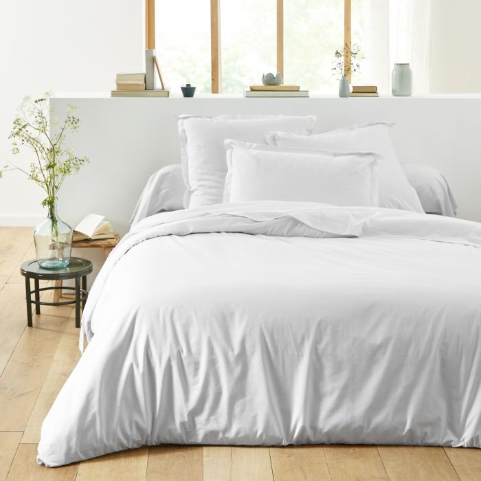 Housse de couette percale blanc